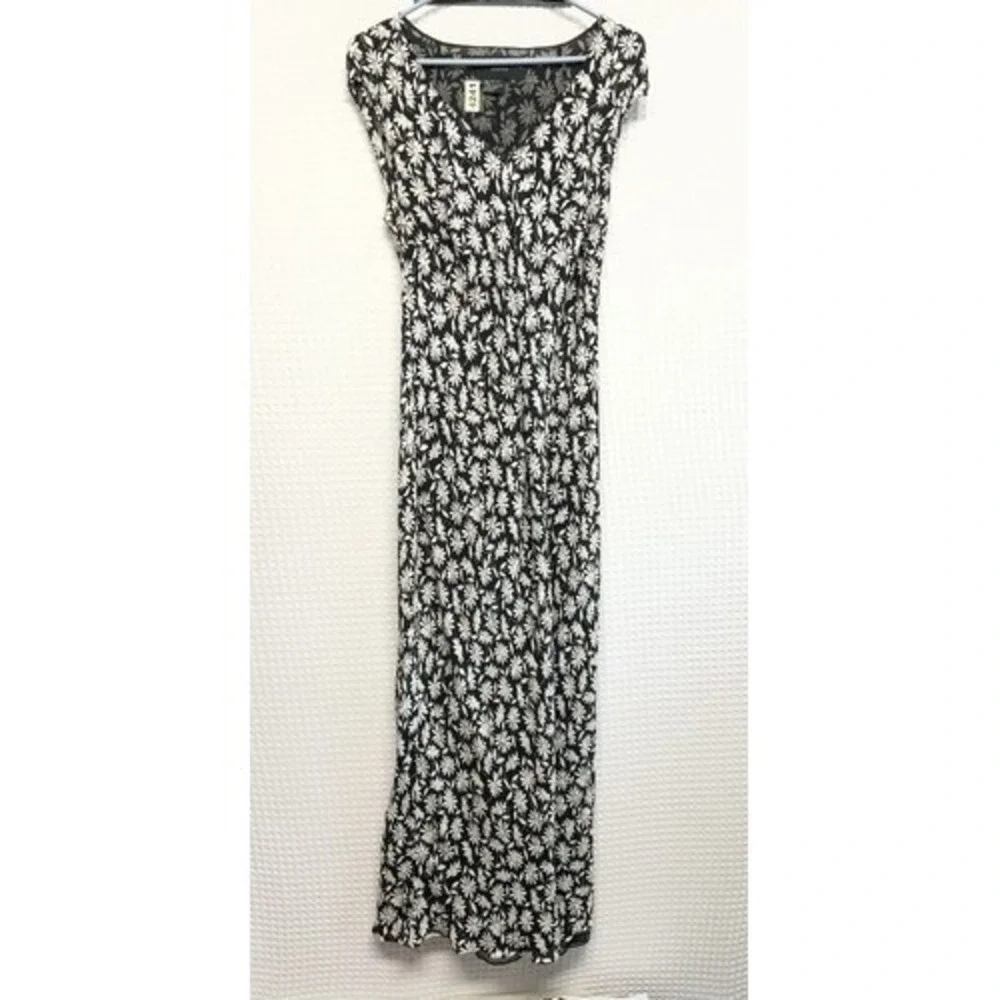 VTG August Silk Black Floral‎ Maxi Sheath Dress Women 14 China Silk/Polyester
